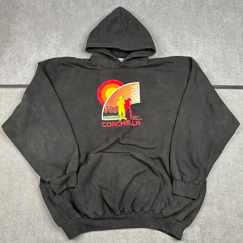 Vintage 2004 Coachella Music Festival Hoodie Black XXL Radiohead The Cure Pixies